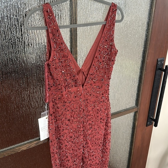 Mac Duggal Red Sequin Maxi Gown with V-Neck for Wedding Guest size 4 nwt - Picture 13 of 14